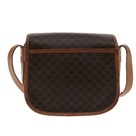 CELINE Macadam Canvas Shoulder Bag Pvc Leather Brown Gold - Picture 2 of 16